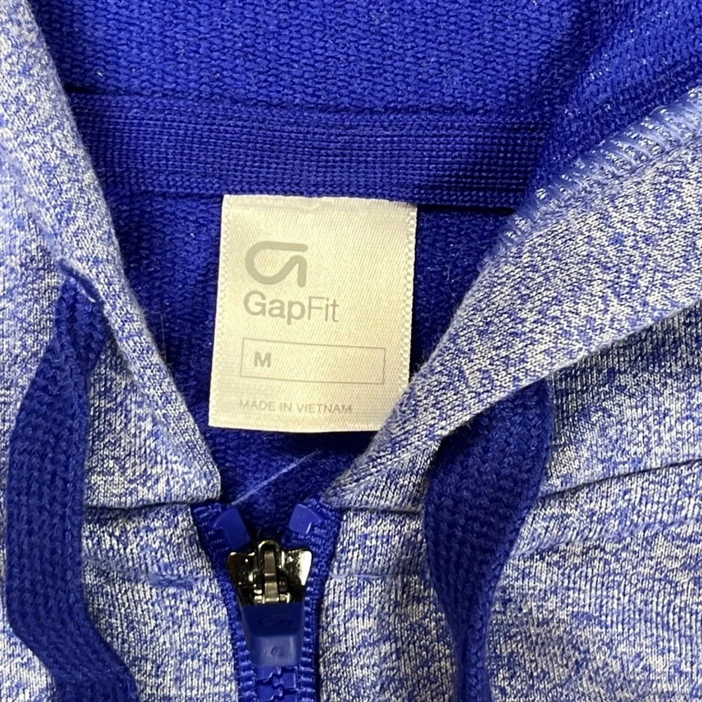 GapFit Breathe Hoodie Women's Sz M Blue Full‎ Zip Blue Terry Thumbholes Active - Picture 3 of 8